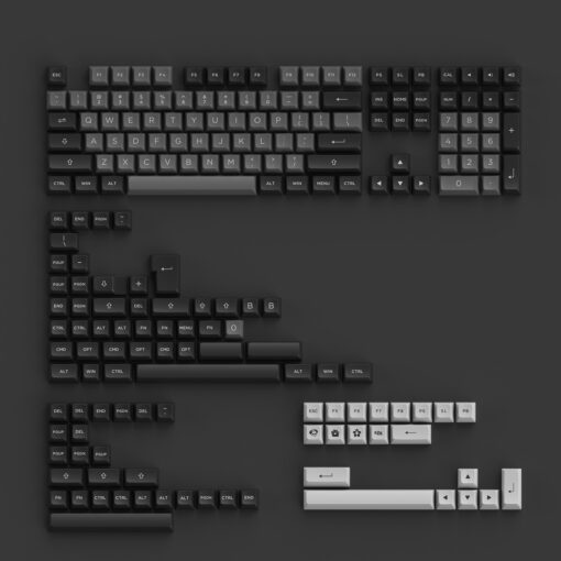AKKO Keycap set – Black White (PBT Double-Shot/ASA profile/198 nút)