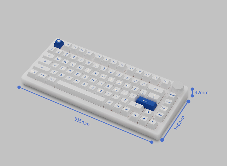 Kích thước của bàn phím AKKO PC75B Plus Blue on White