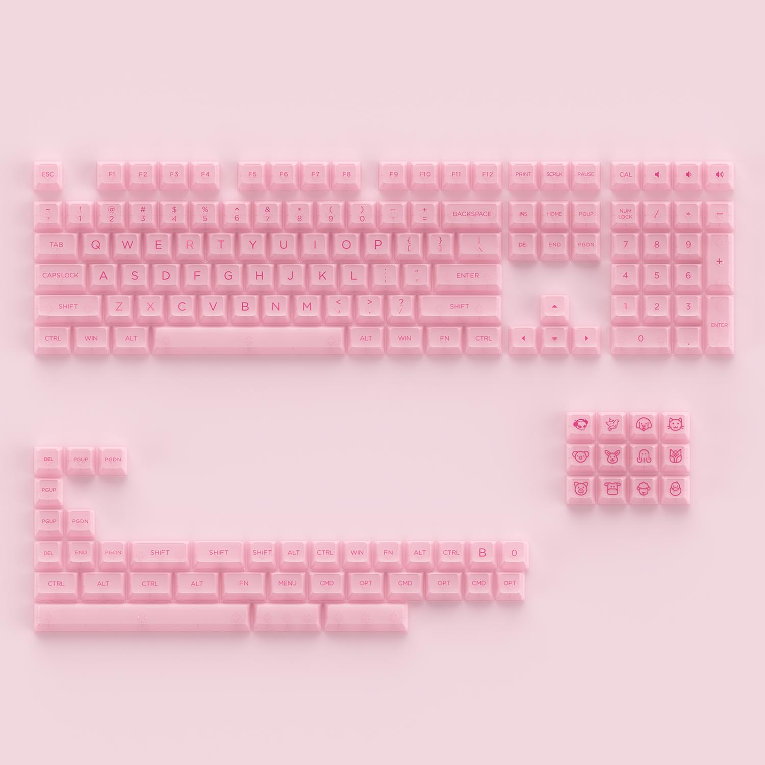 Các nút trong AKKO Keycap set - Pink (PC / ASA-Clear profile / 155 nút)