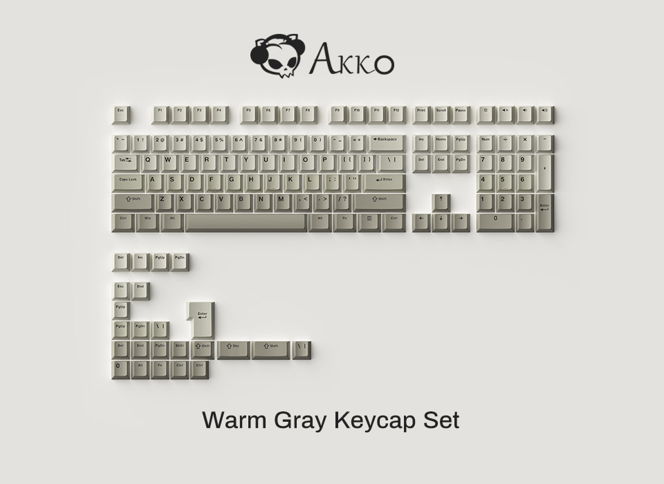 AKKO Keycap set – Warm Gray (PBT Double-Shot / Cherry profile / 132 nút)