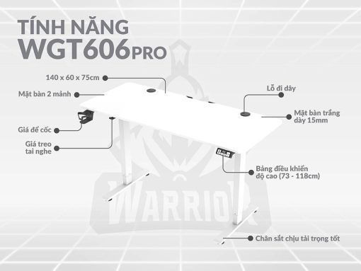 Tính năng nổi bật của bàn nâng hạ WARRIOR - Paladin Series - WGT606 Pro White