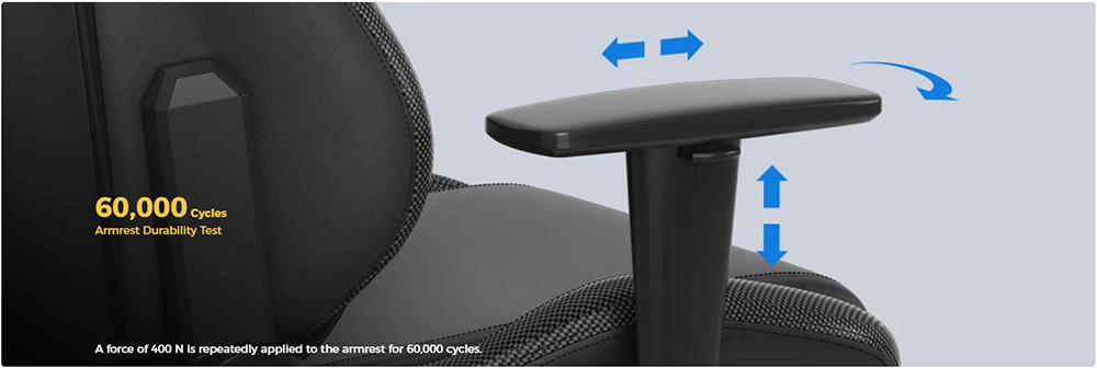 Tay ghế 3D cho phép bạn điều chỉnh độ cao (lên / xuống) và dọc (tiến / Kluif). Bề mặt cũng có thể xoay 20 độ sang trái / phải để đáp ứng theo nhu cầu người dùng